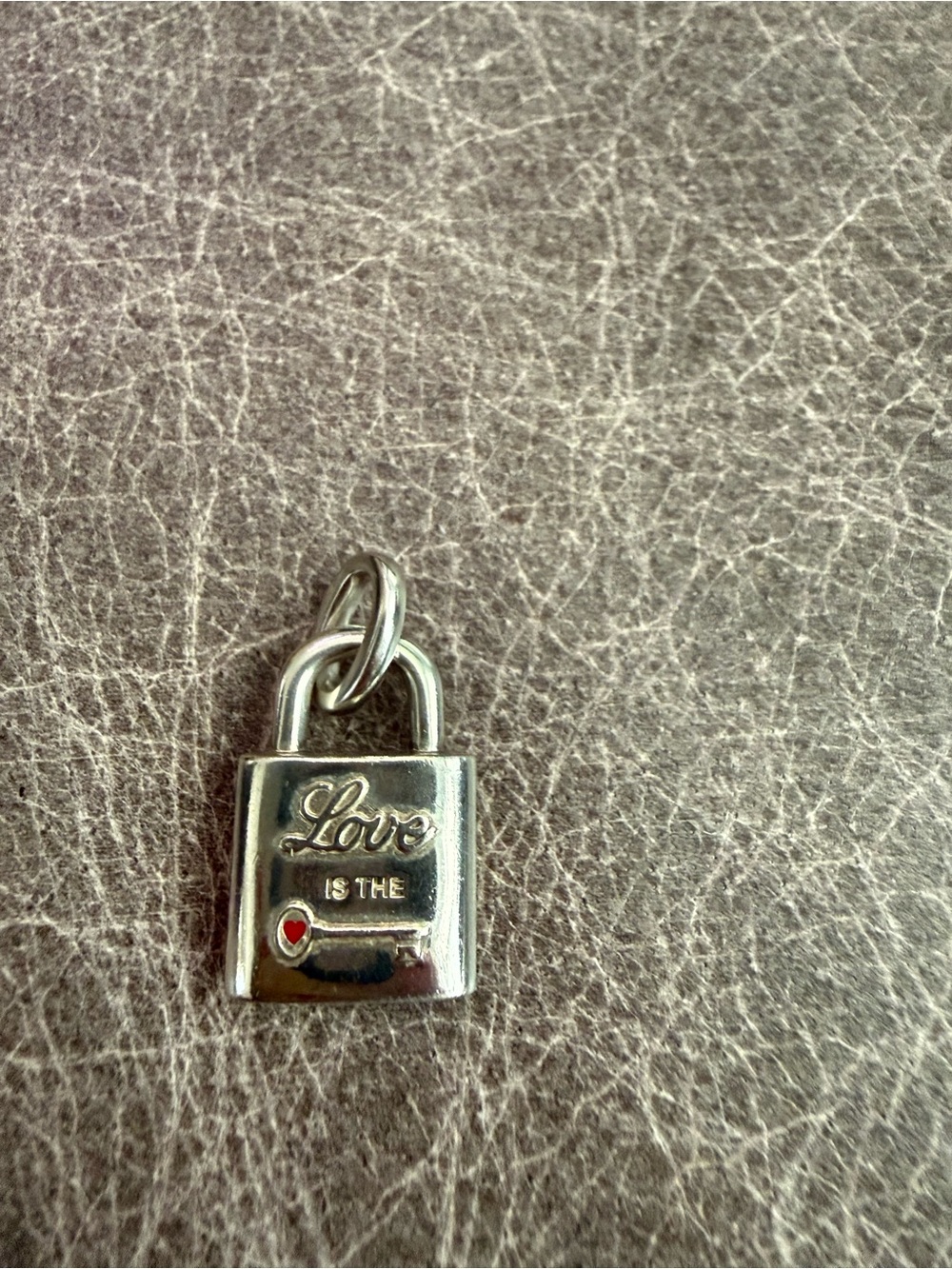 Lola & Company Love Lock SterlingPadlock Charm Pendant with Red Heart Key Accent
